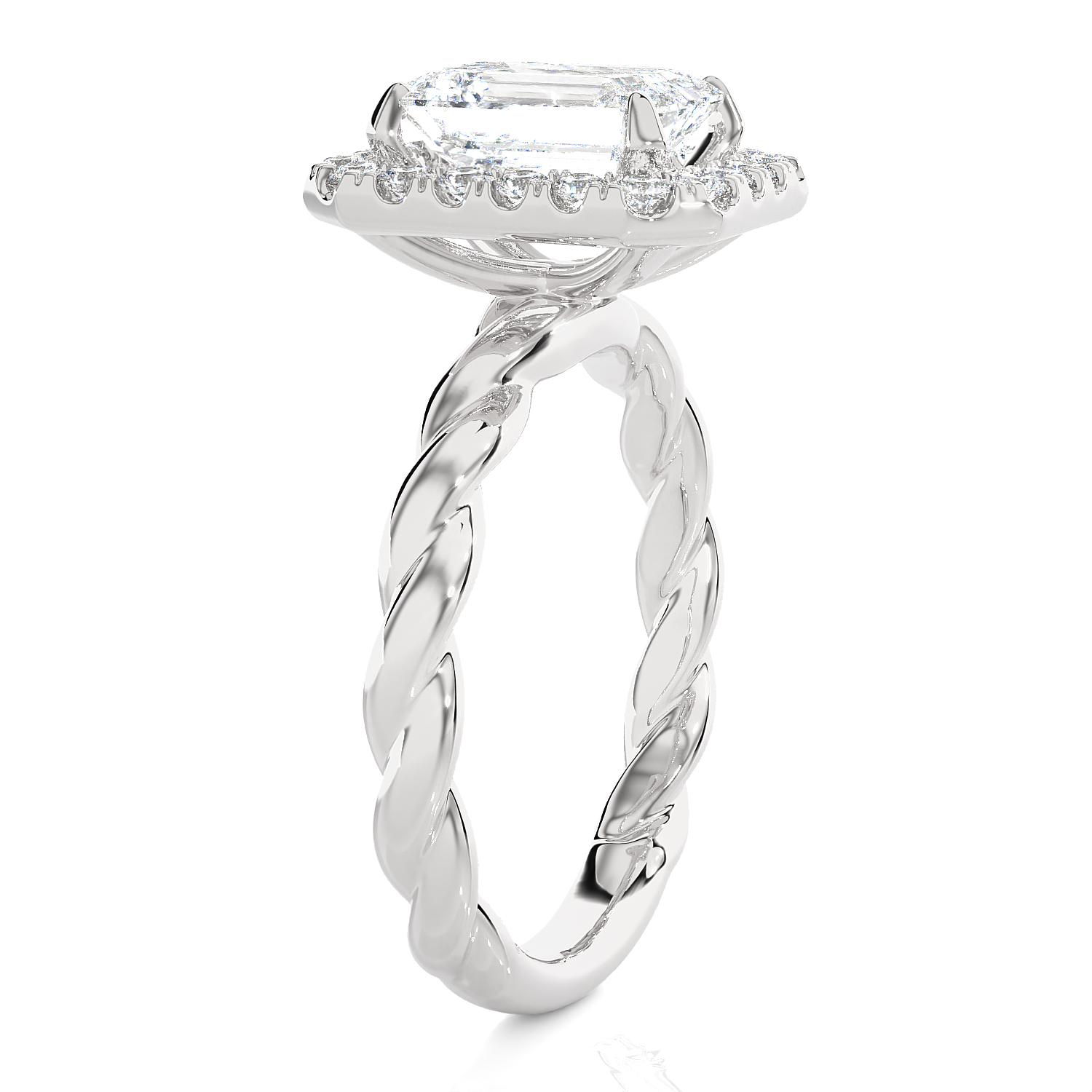 2 3/8 ctw Emerald-Cut Lab Grown Diamond Halo Engagement Ring