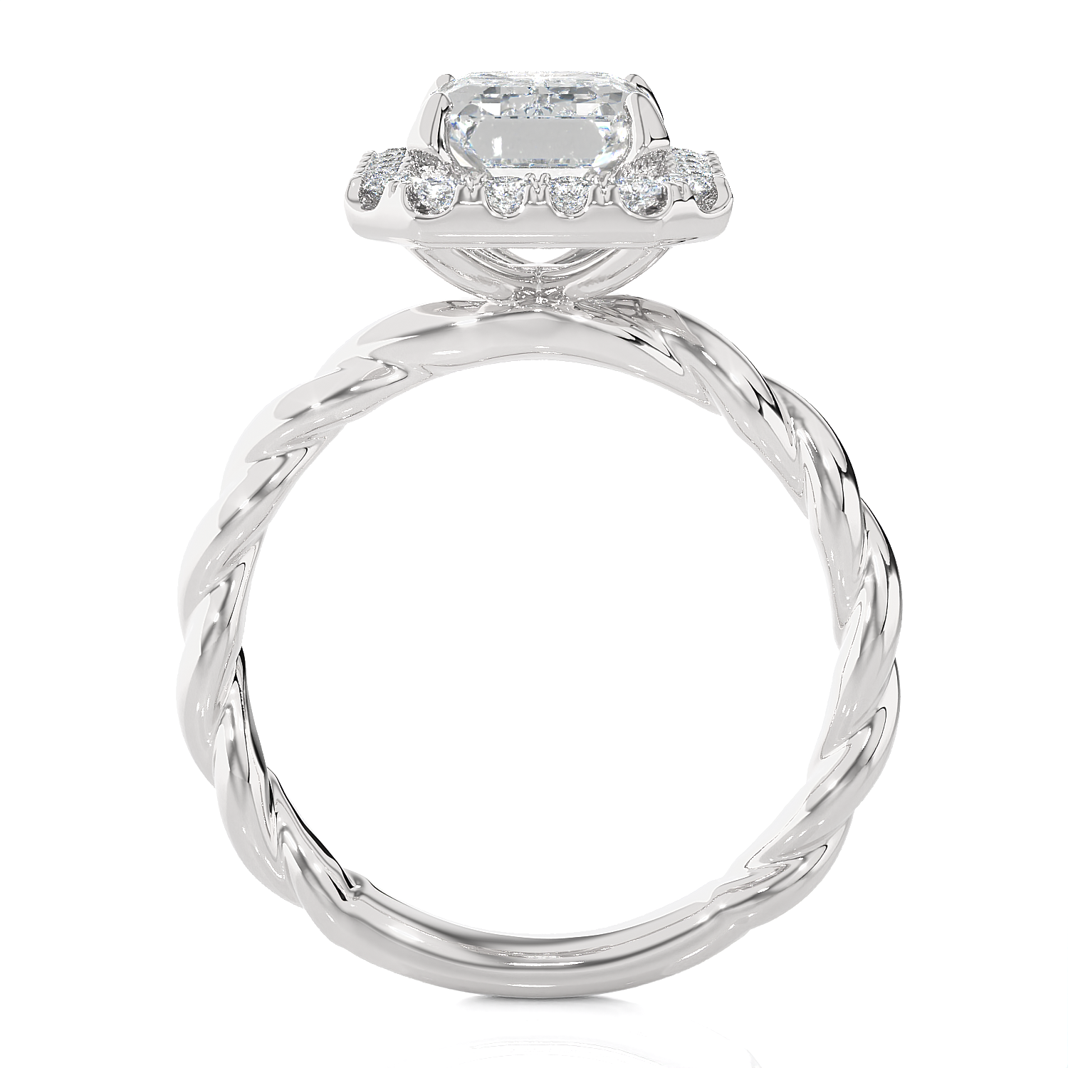 2 3/8 ctw Emerald-Cut Lab Grown Diamond Halo Engagement Ring
