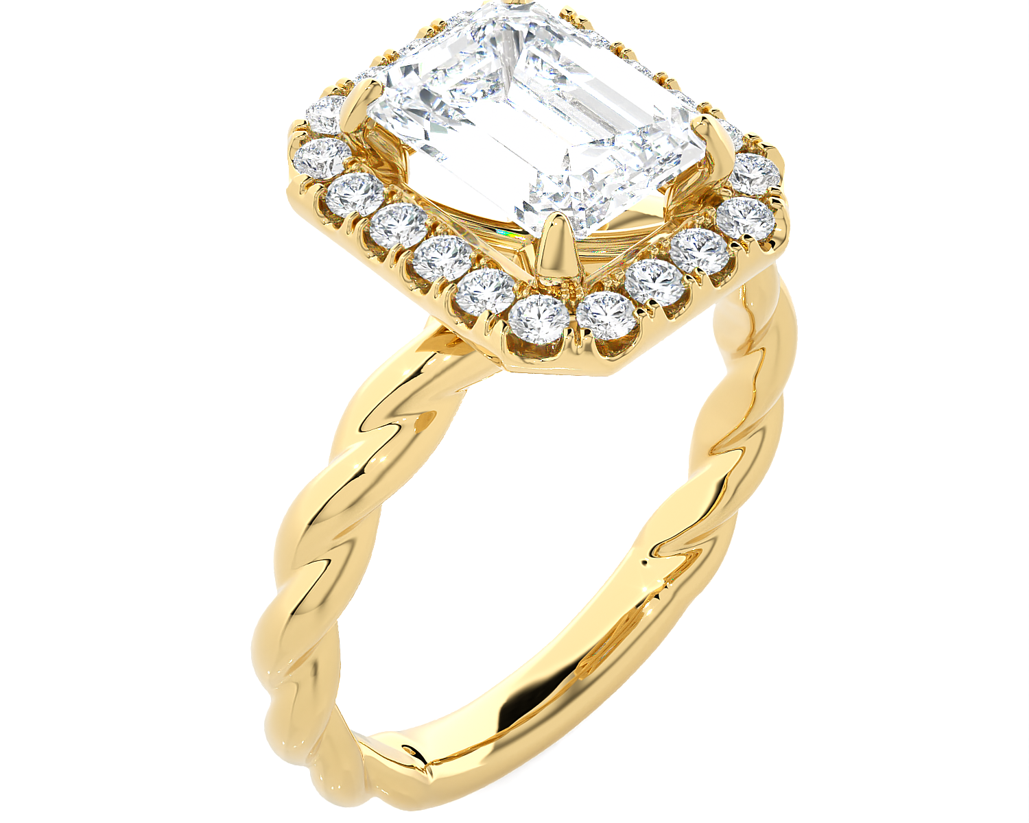 2 3/8 ctw Emerald-Cut Lab Grown Diamond Halo Engagement Ring