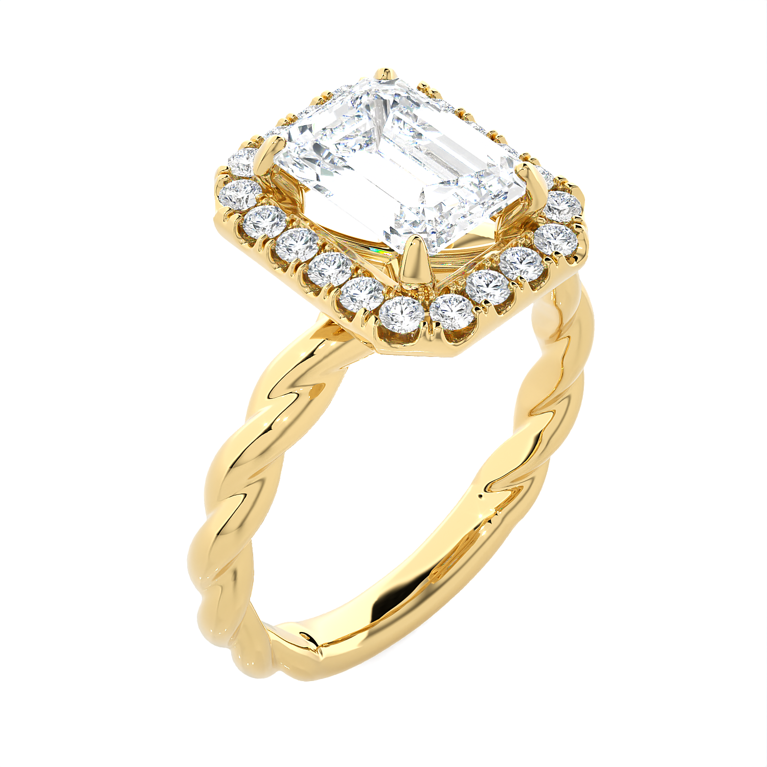 2 3/8 ctw Emerald-Cut Lab Grown Diamond Halo Engagement Ring