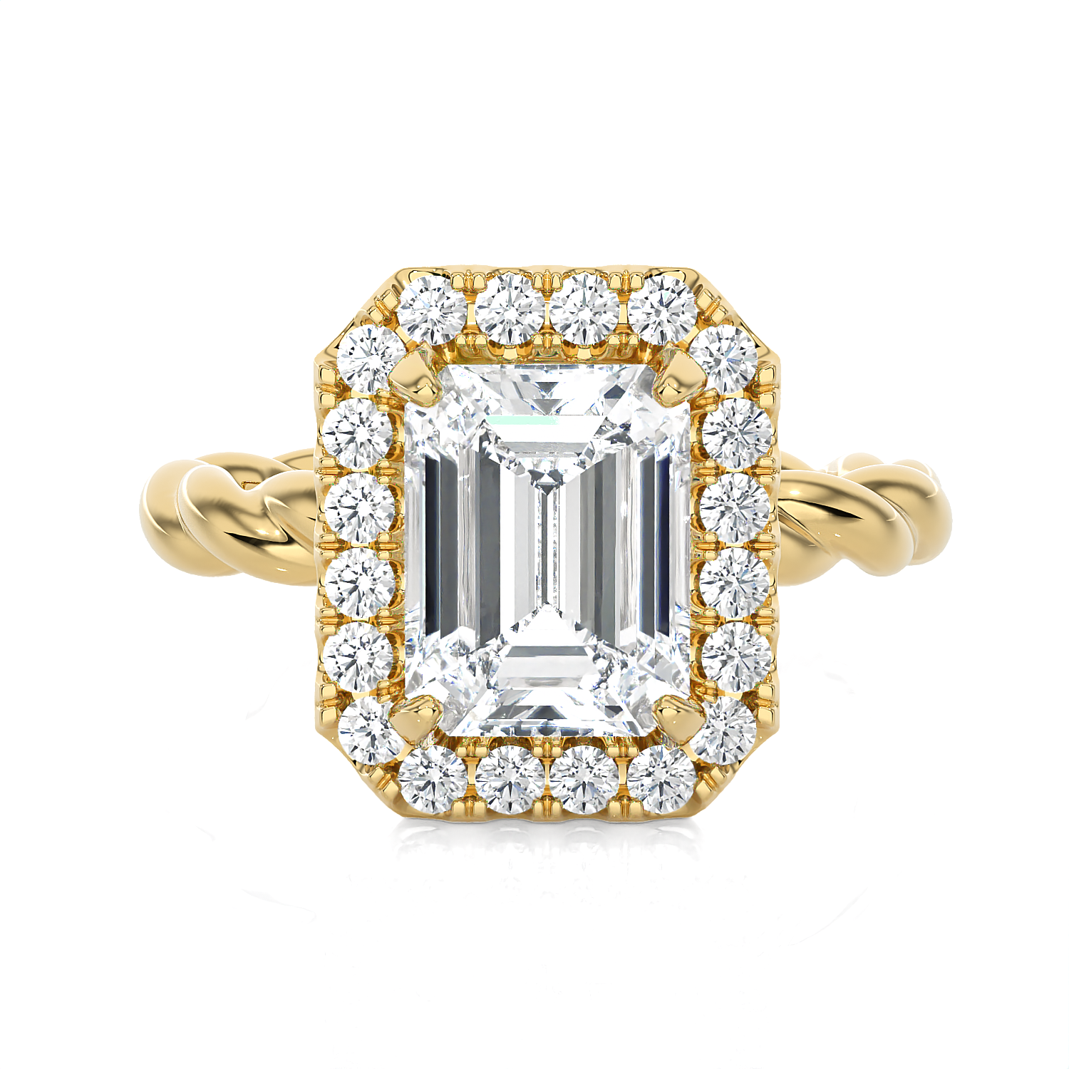 2 3/8 ctw Emerald-Cut Lab Grown Diamond Halo Engagement Ring