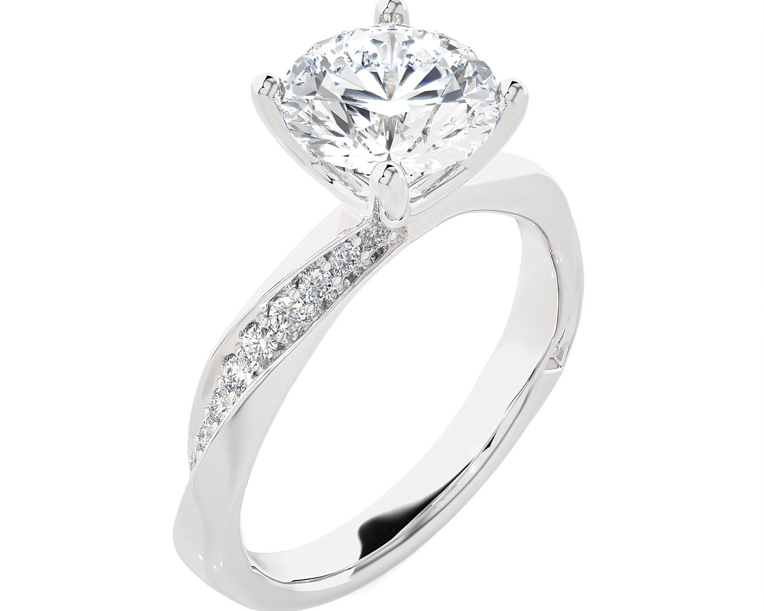 2 1/3 ctw Round Lab Grown Diamond Side Stone Engagement Ring