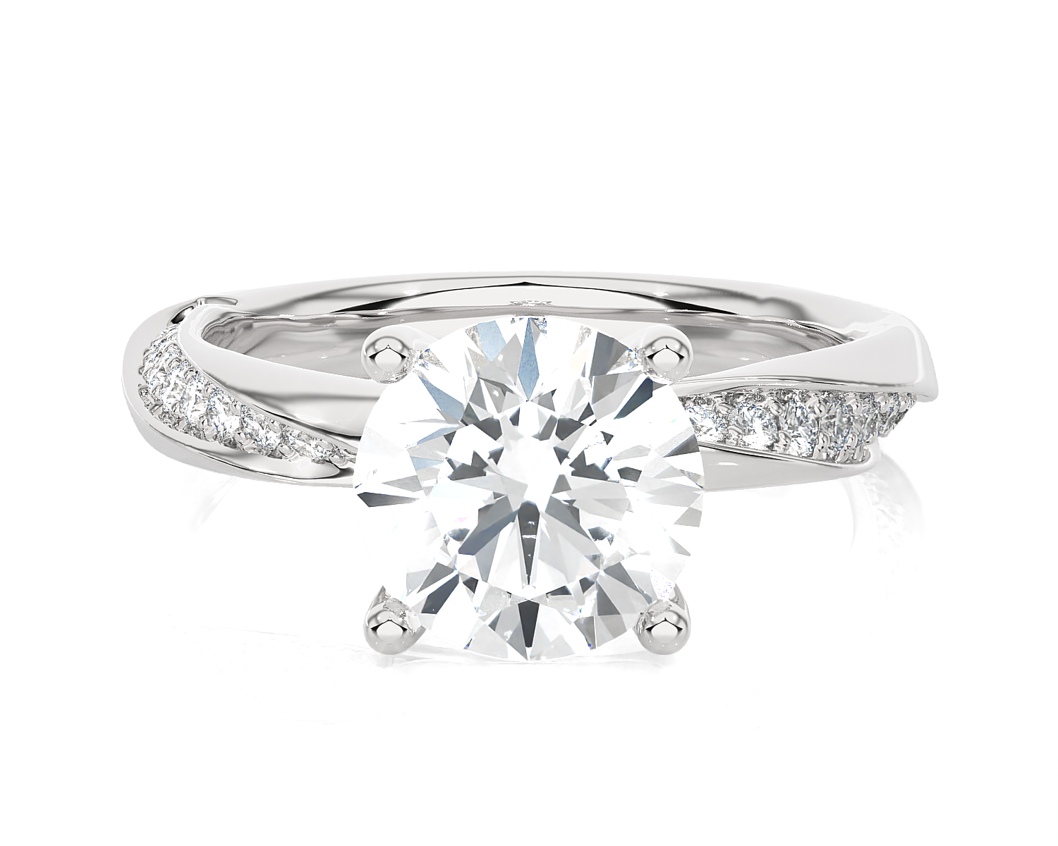 2 1/3 ctw Round Lab Grown Diamond Side Stone Engagement Ring