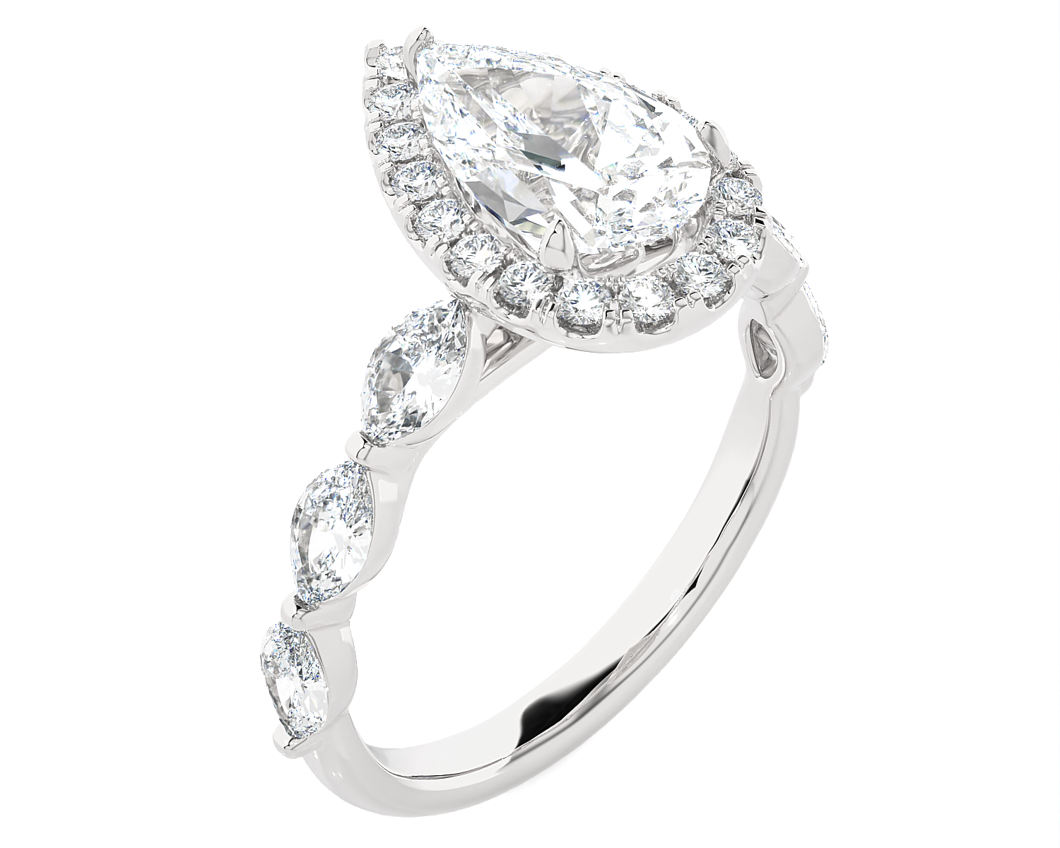 3 1/5 ctw Pear-Shaped Lab Grown Diamond Halo Engagement Ring