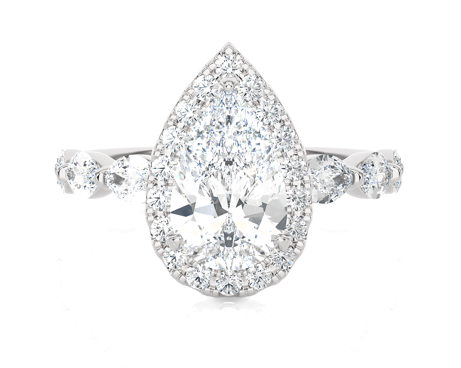 3 1/5 ctw Pear-Shaped Lab Grown Diamond Halo Engagement Ring