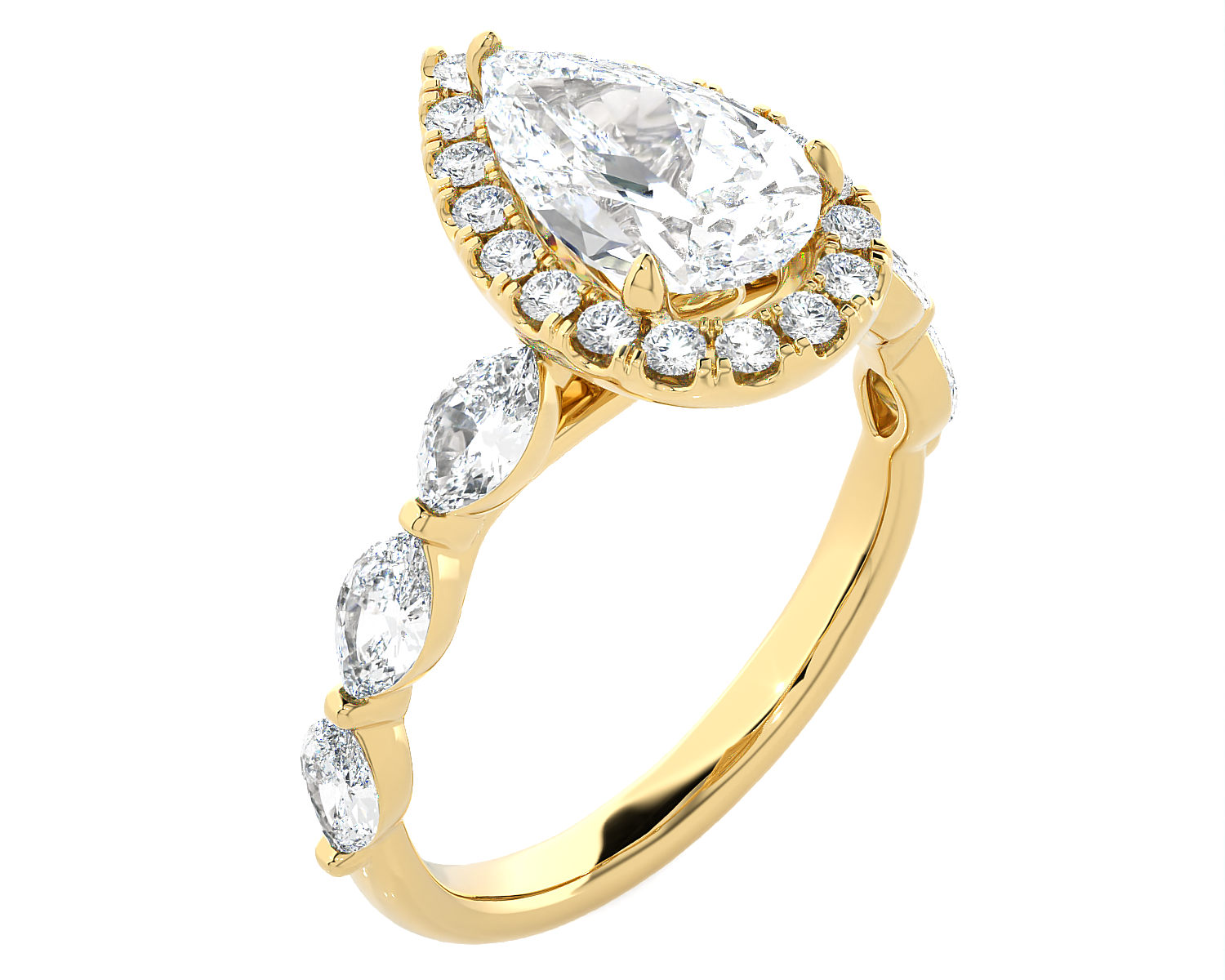 3 1/5 ctw Pear-Shaped Lab Grown Diamond Halo Engagement Ring