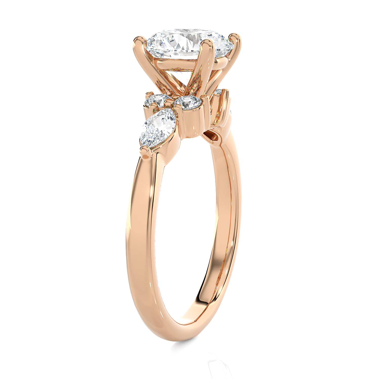 2 5/8 ctw Round Lab Grown Diamond Side Stone Engagement Ring