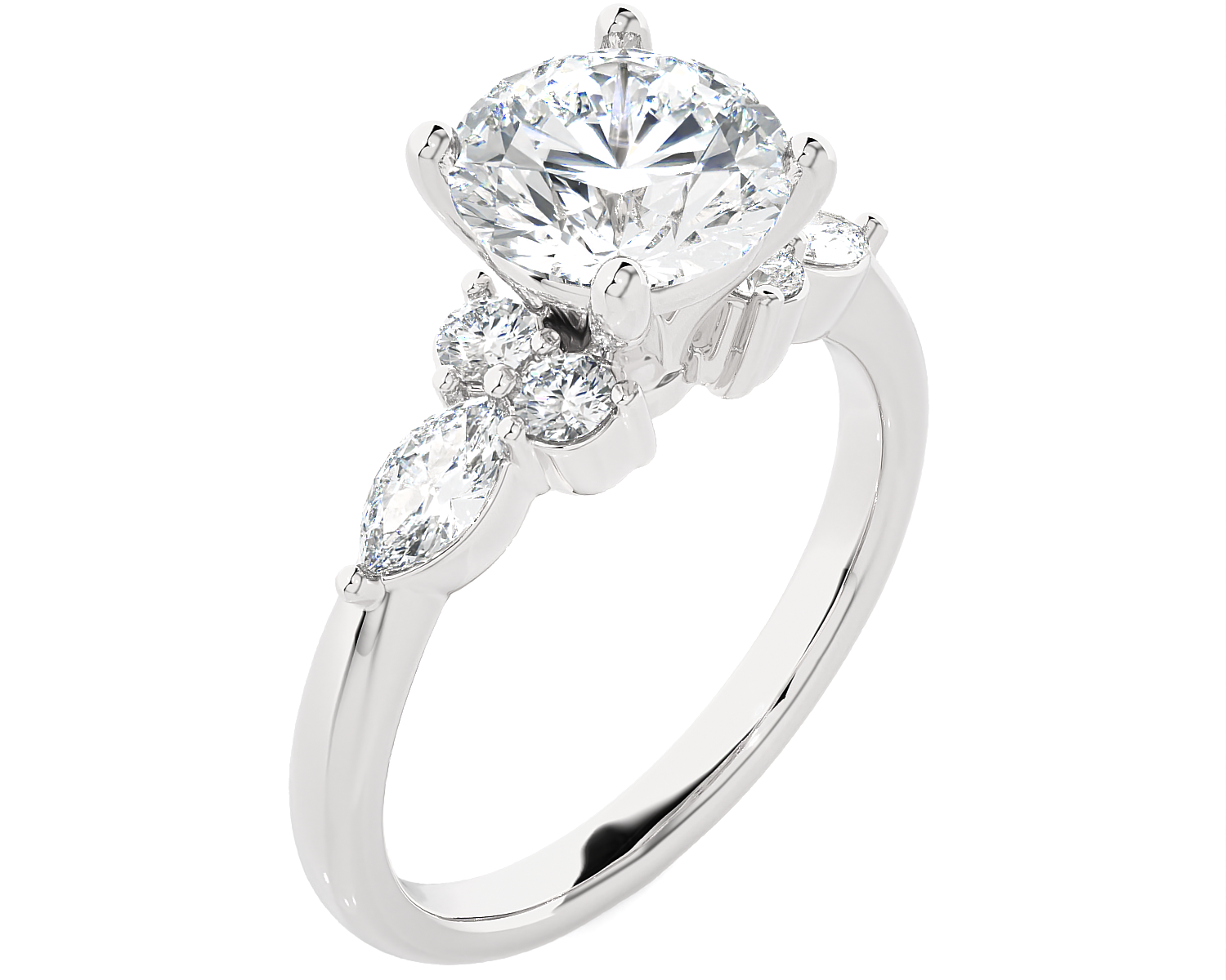 2 5/8 ctw Round Lab Grown Diamond Side Stone Engagement Ring