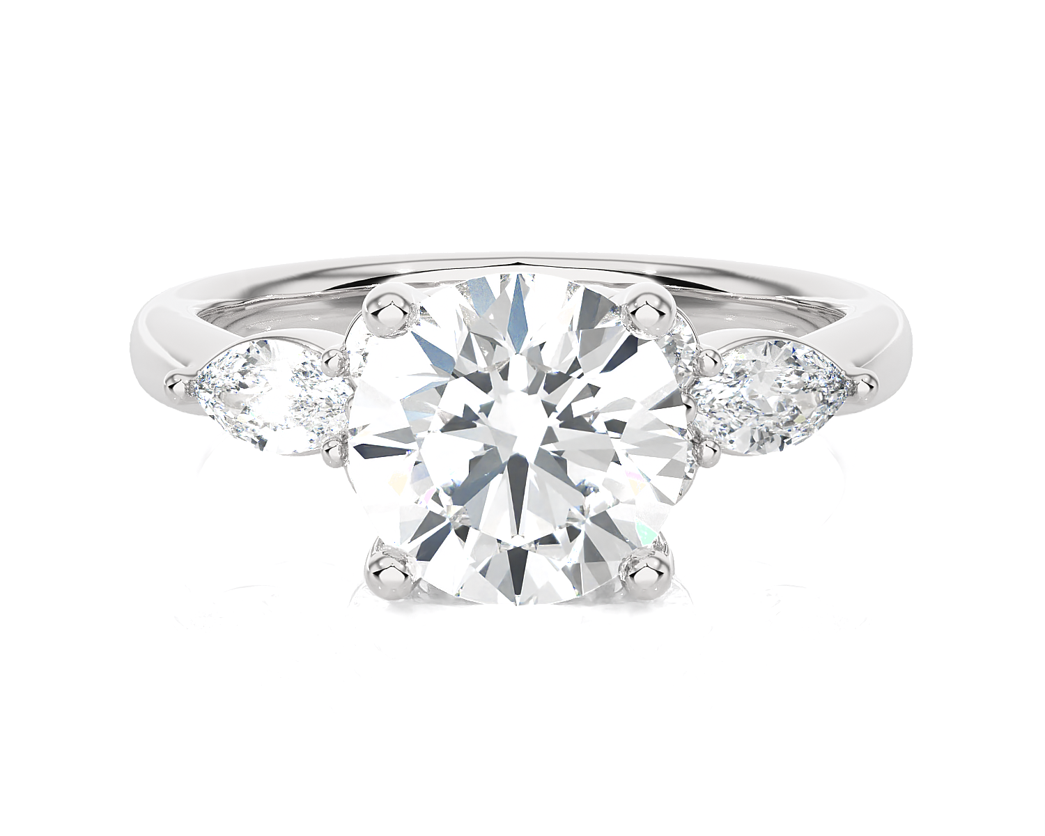 2 5/8 ctw Round Lab Grown Diamond Side Stone Engagement Ring