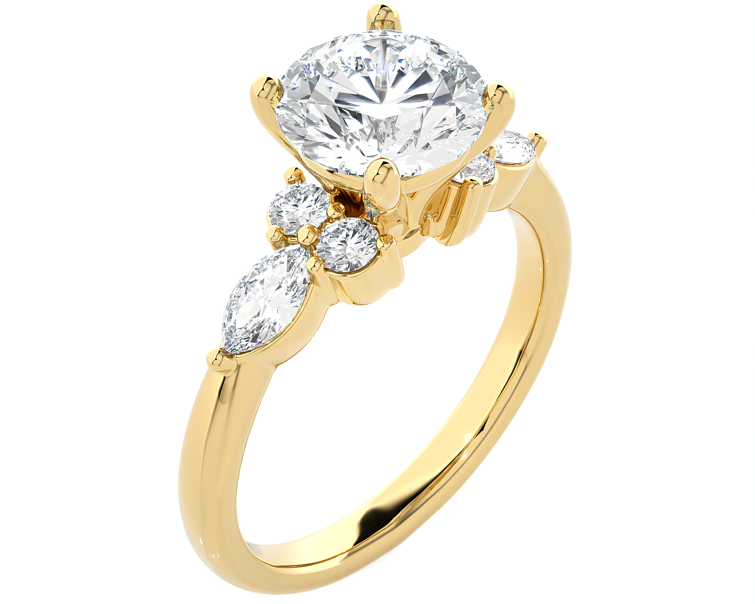 2 5/8 ctw Round Lab Grown Diamond Side Stone Engagement Ring