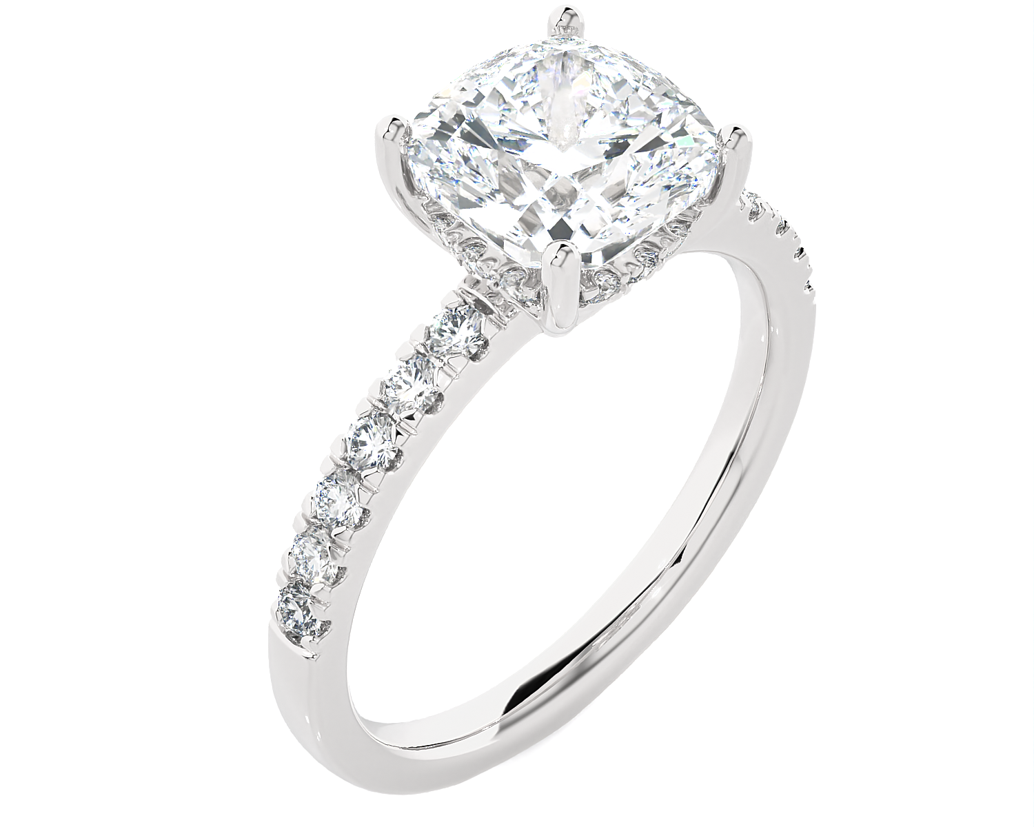 3 1/3 ctw Round Lab Grown Diamond Side Stone Engagement Ring