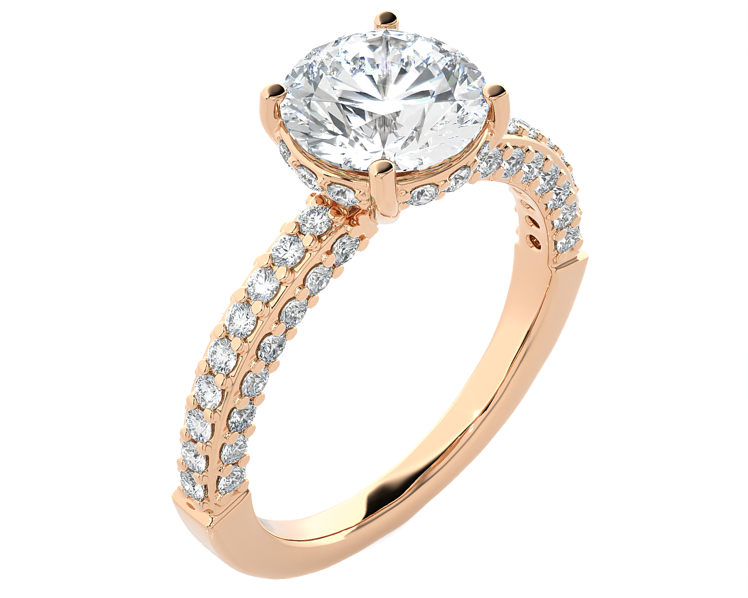 2 7/8 ctw Round Lab Grown Diamond Side Stone Engagement Ring