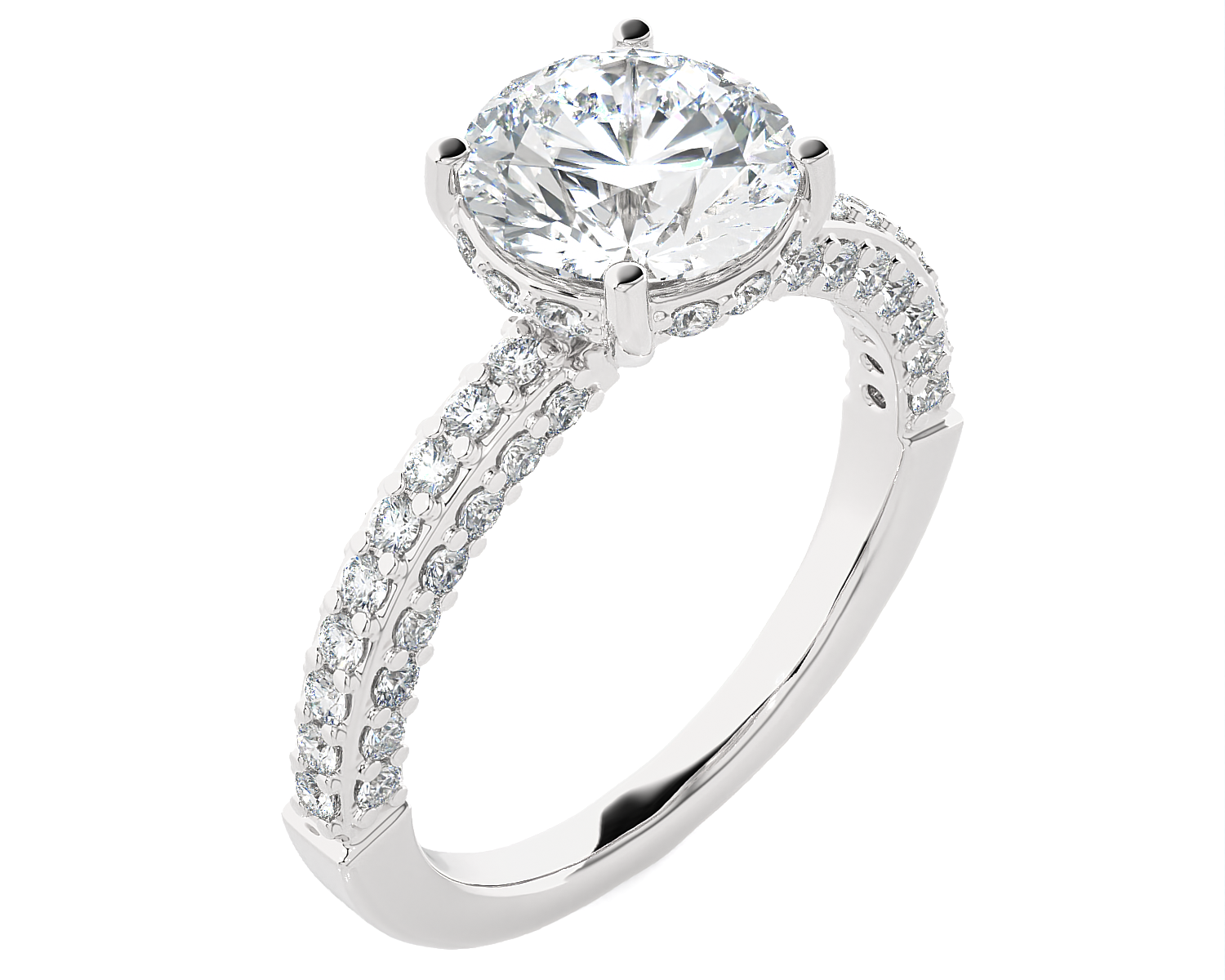 2 7/8 ctw Round Lab Grown Diamond Side Stone Engagement Ring