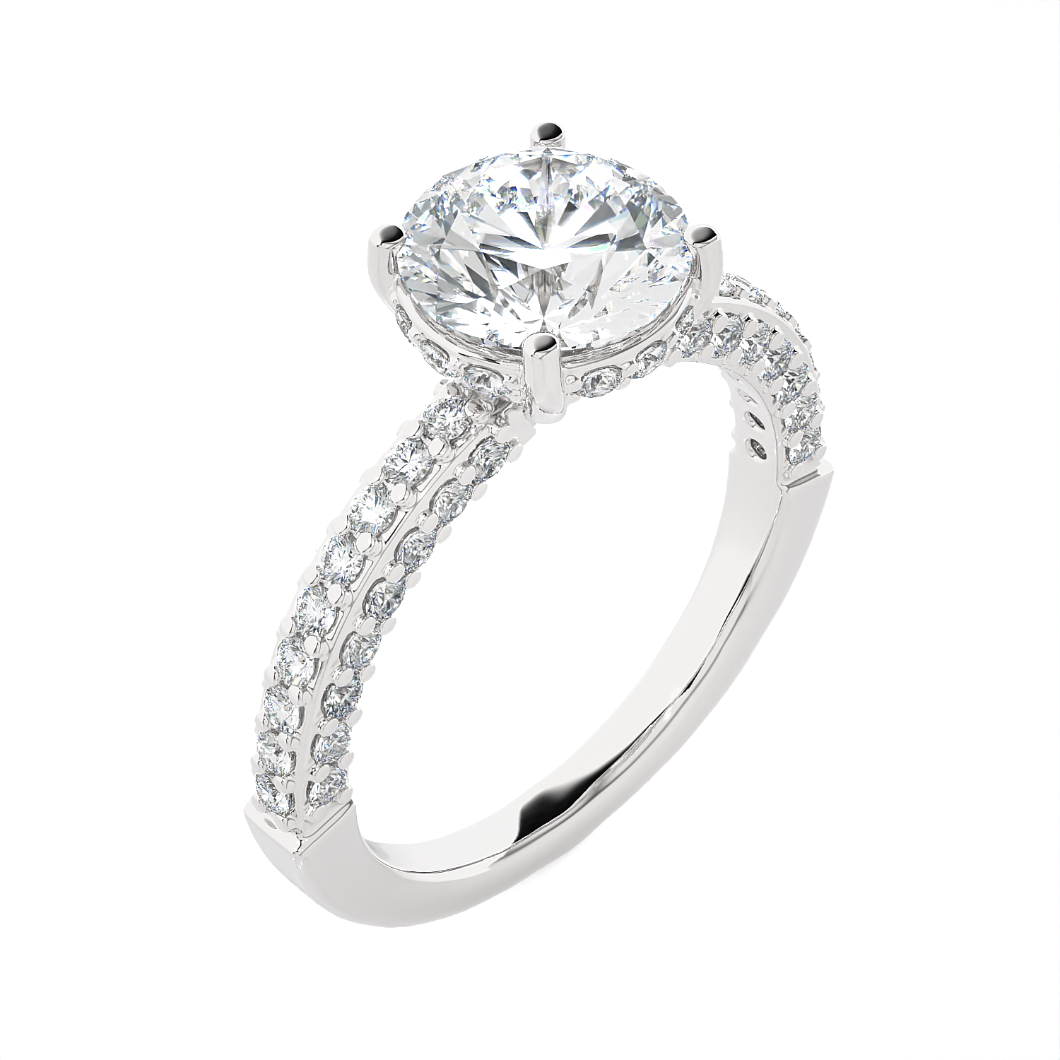 2 7/8 ctw Round Lab Grown Diamond Side Stone Engagement Ring