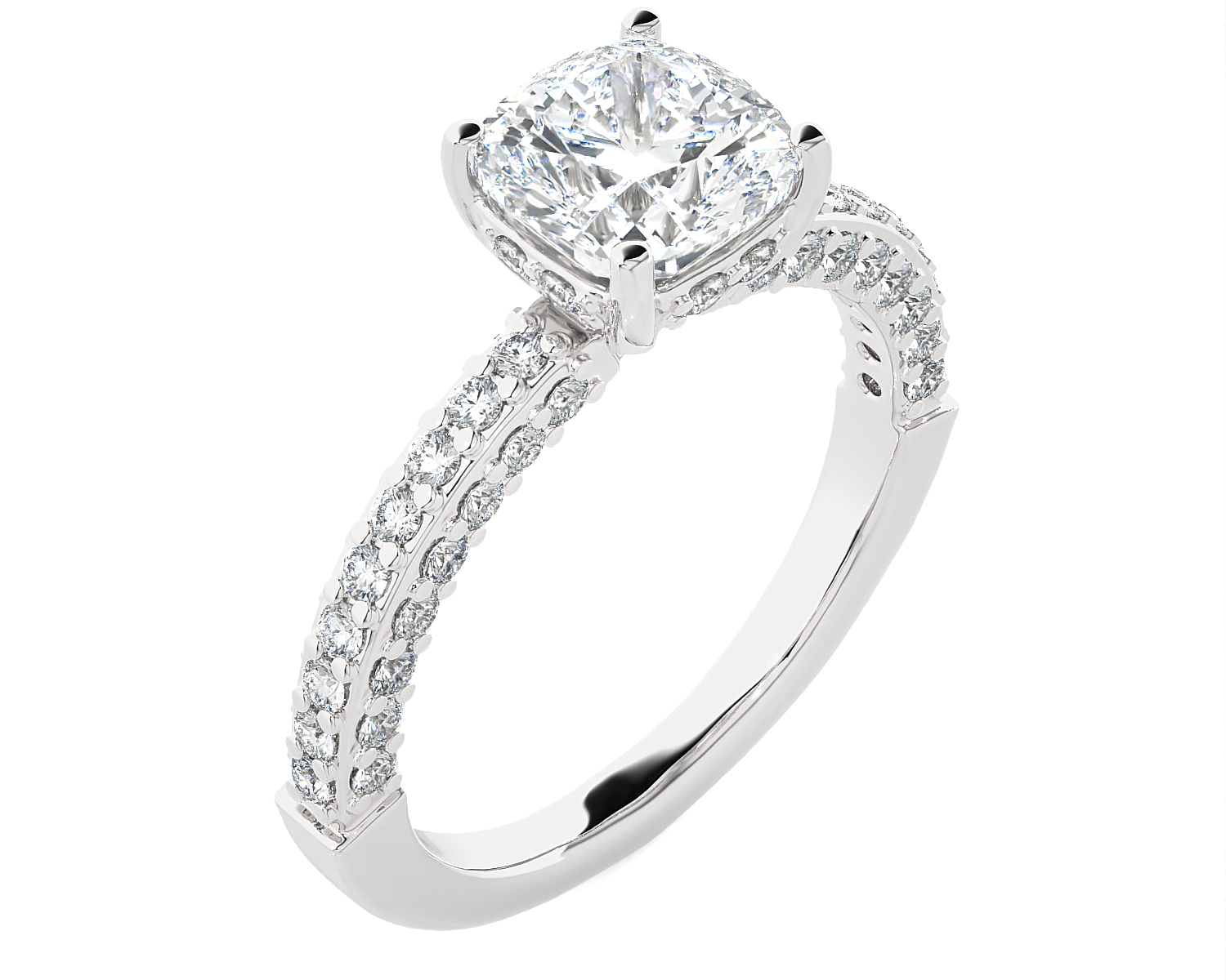 2 5/8 ctw Round Lab Grown Diamond Side Stone Engagement Ring