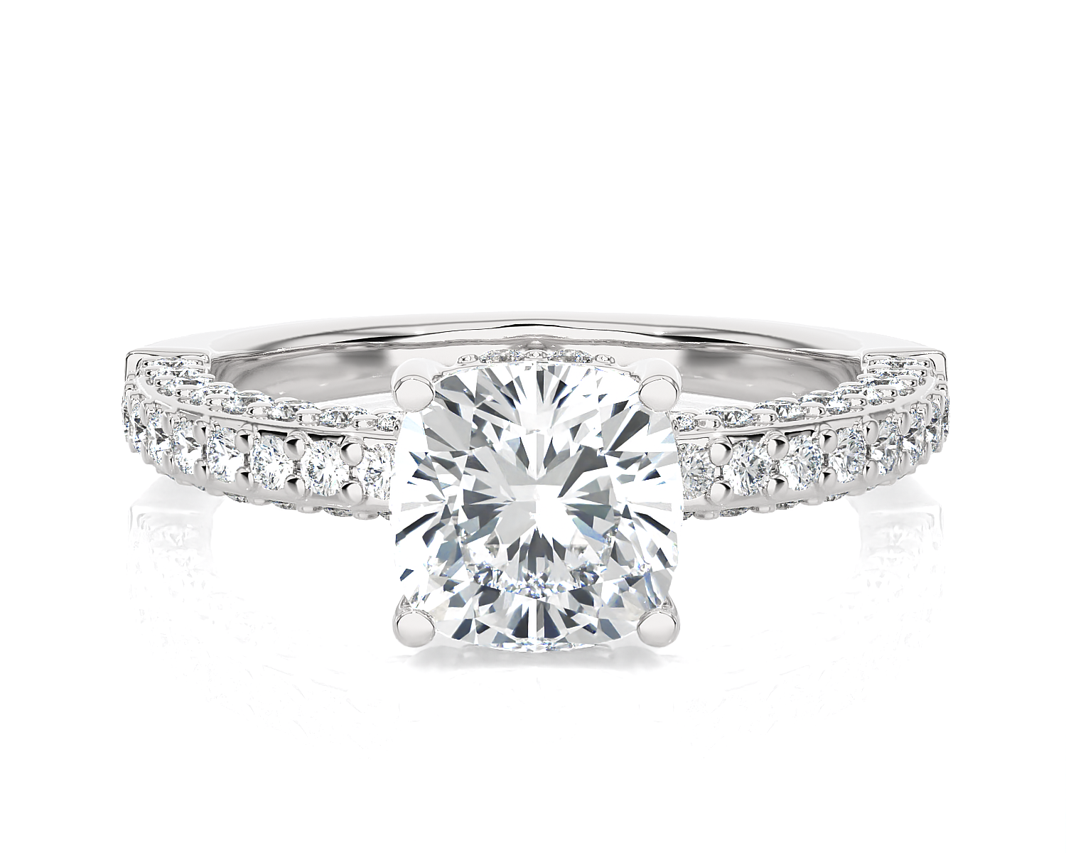 2 5/8 ctw Round Lab Grown Diamond Side Stone Engagement Ring