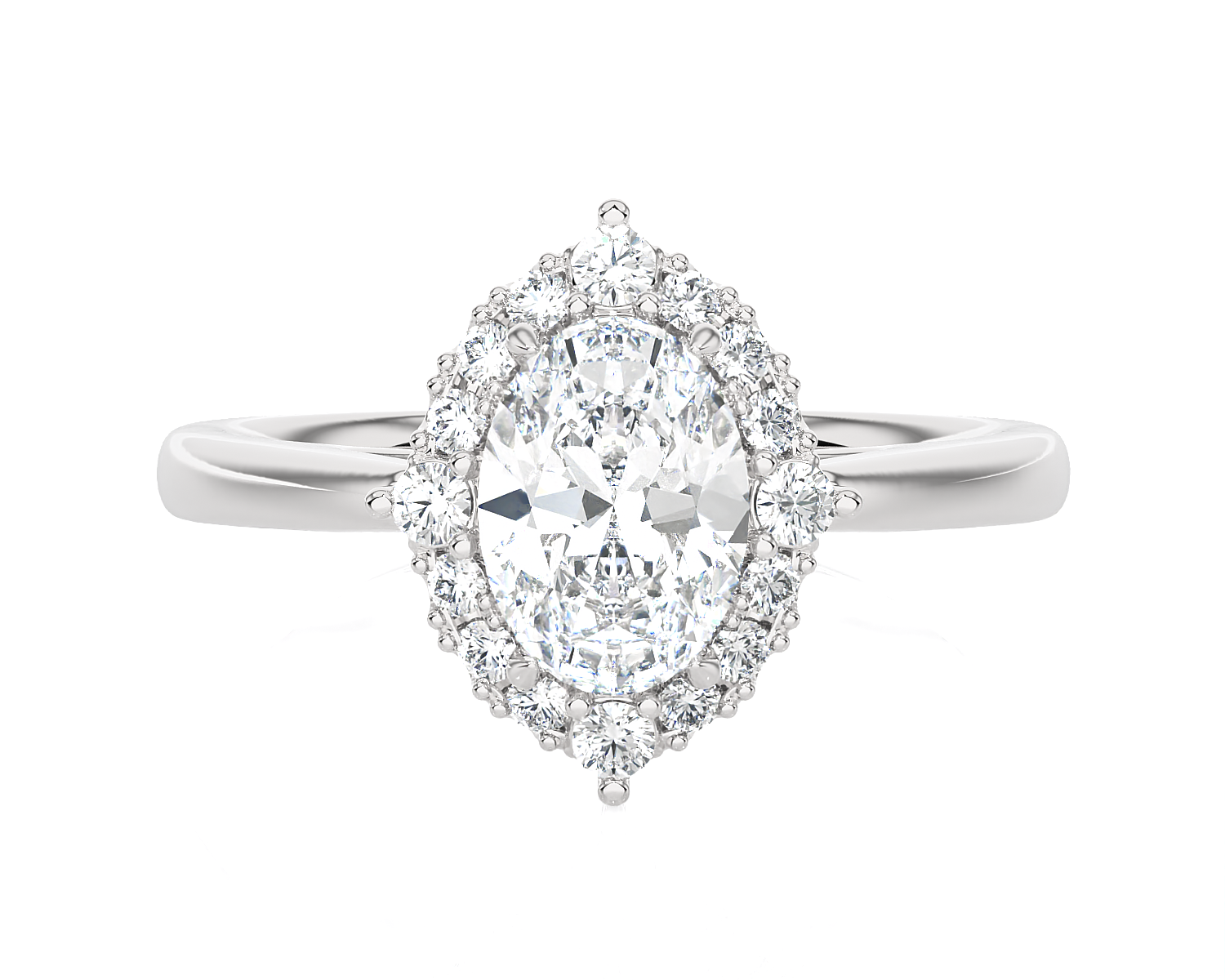 1 1/5 ctw Oval Lab Grown Diamond Halo Engagement Ring