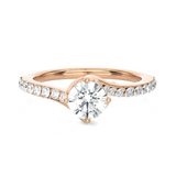 Round Lab Grown Diamond Side Stone Engagement Ring