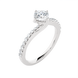 Round Lab Grown Diamond Side Stone Engagement Ring