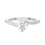 Round Lab Grown Diamond Side Stone Engagement Ring