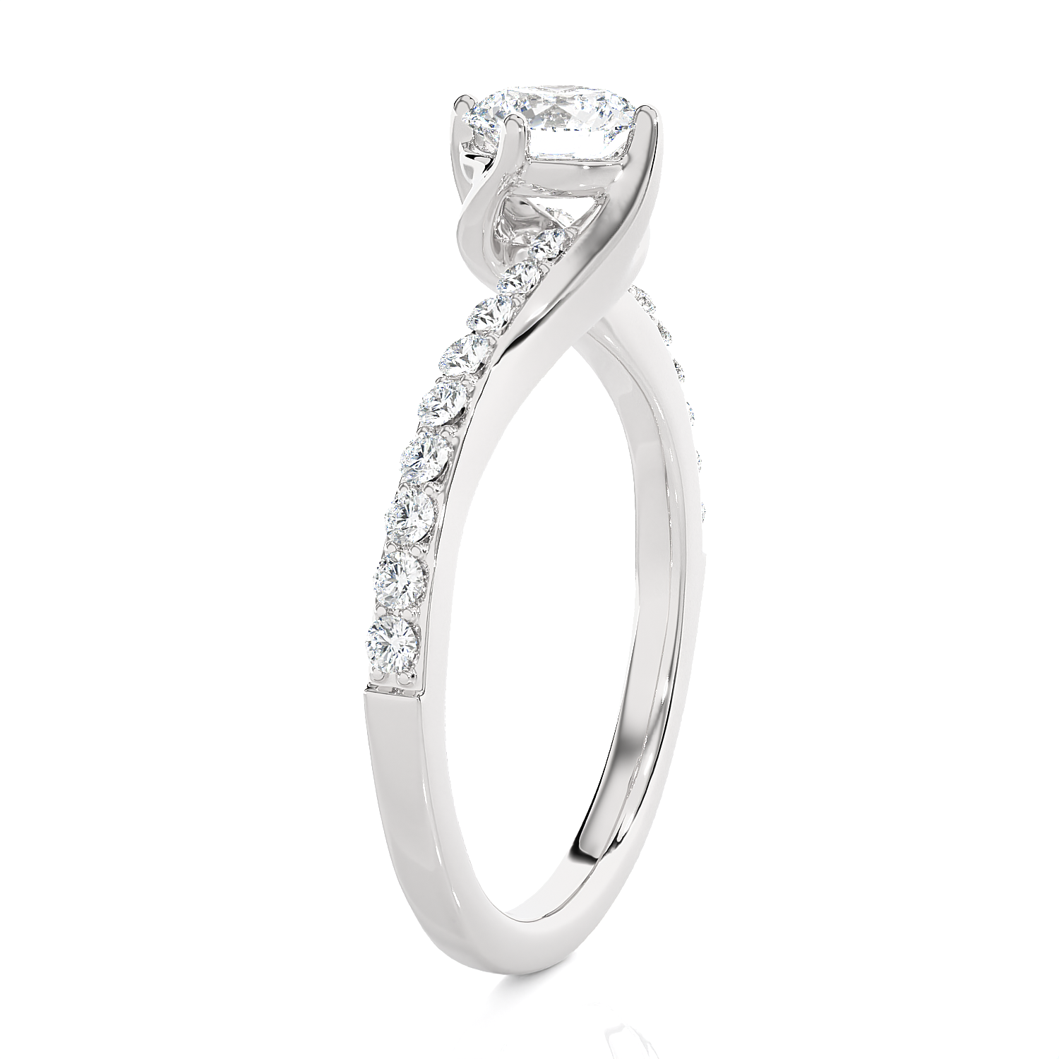 Round Lab Grown Diamond Side Stone Engagement Ring