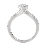 Round Lab Grown Diamond Side Stone Engagement Ring