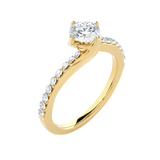Round Lab Grown Diamond Side Stone Engagement Ring