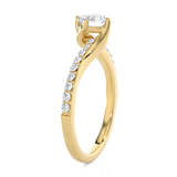 Round Lab Grown Diamond Side Stone Engagement Ring