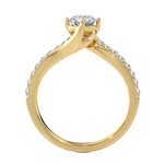 Round Lab Grown Diamond Side Stone Engagement Ring