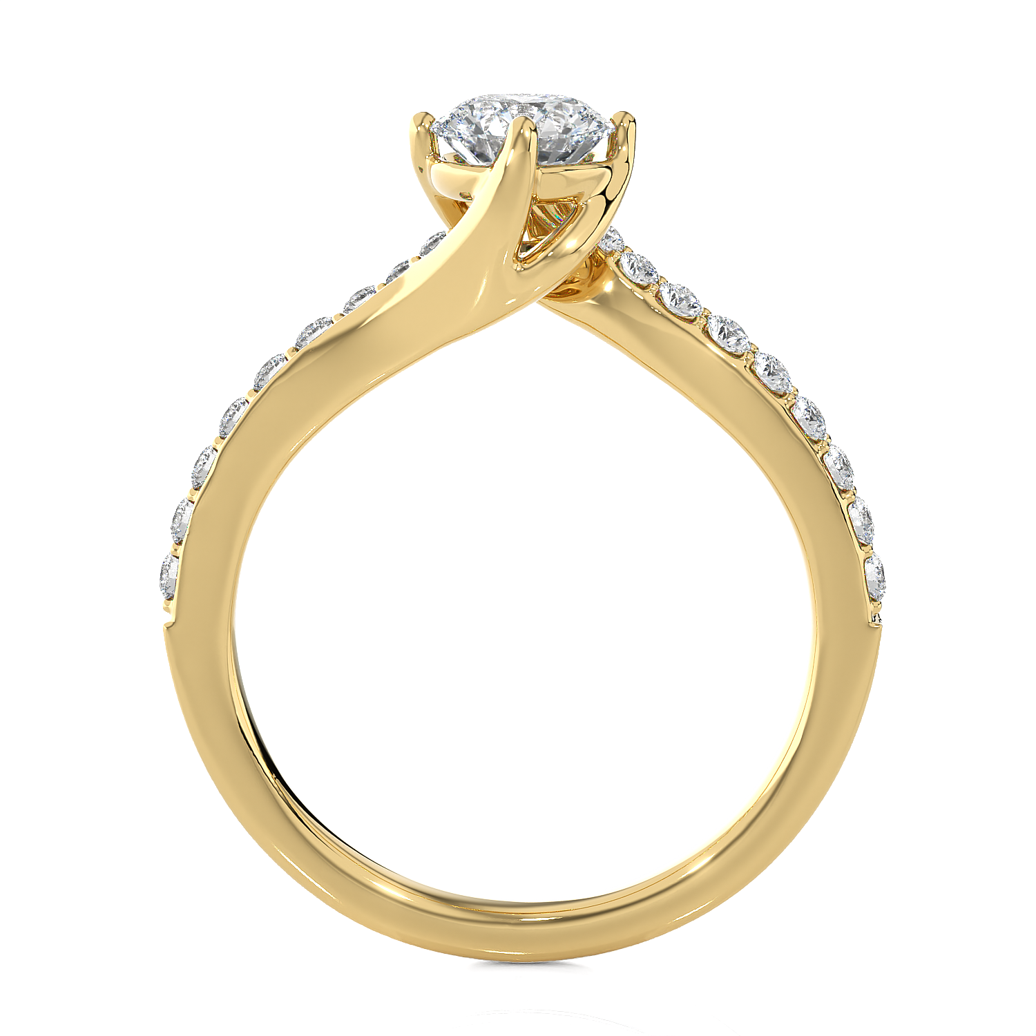 Round Lab Grown Diamond Side Stone Engagement Ring