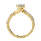 Round Lab Grown Diamond Side Stone Engagement Ring