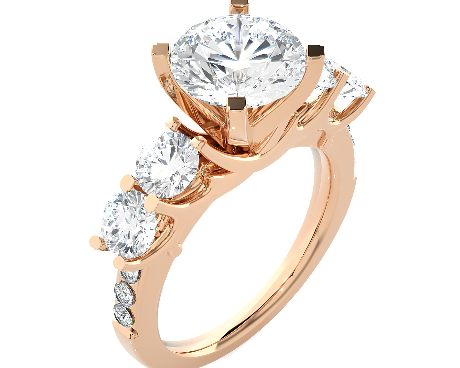 3 5/8 ctw Round Lab Grown Diamond Side Stone Engagement Ring