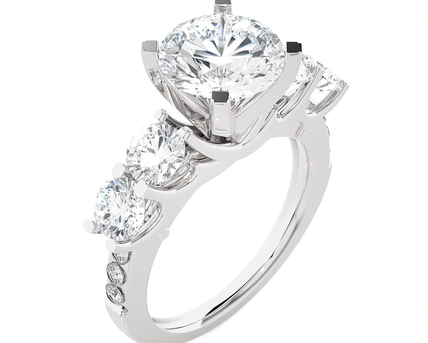 3 5/8 ctw Round Lab Grown Diamond Side Stone Engagement Ring