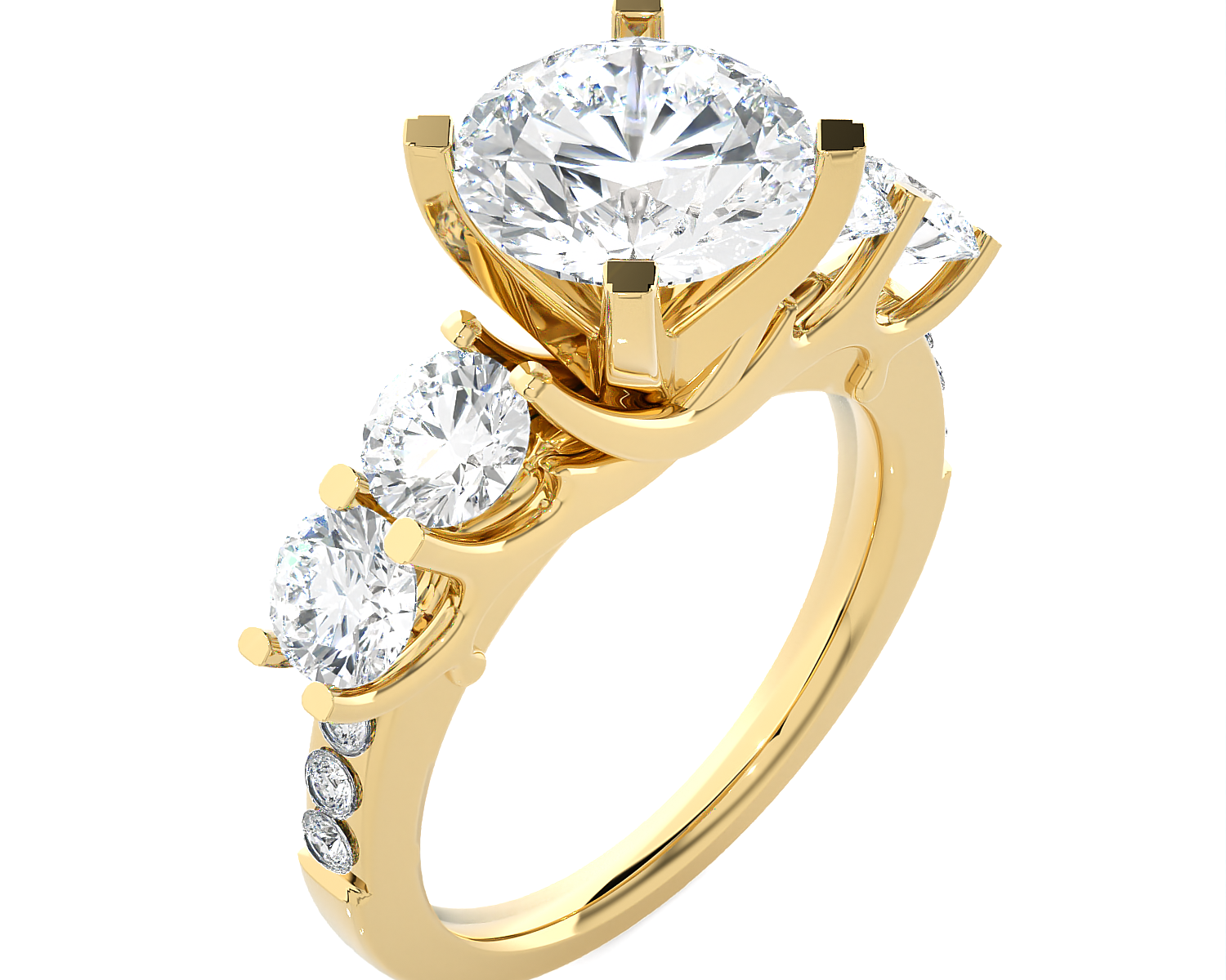 3 5/8 ctw Round Lab Grown Diamond Side Stone Engagement Ring