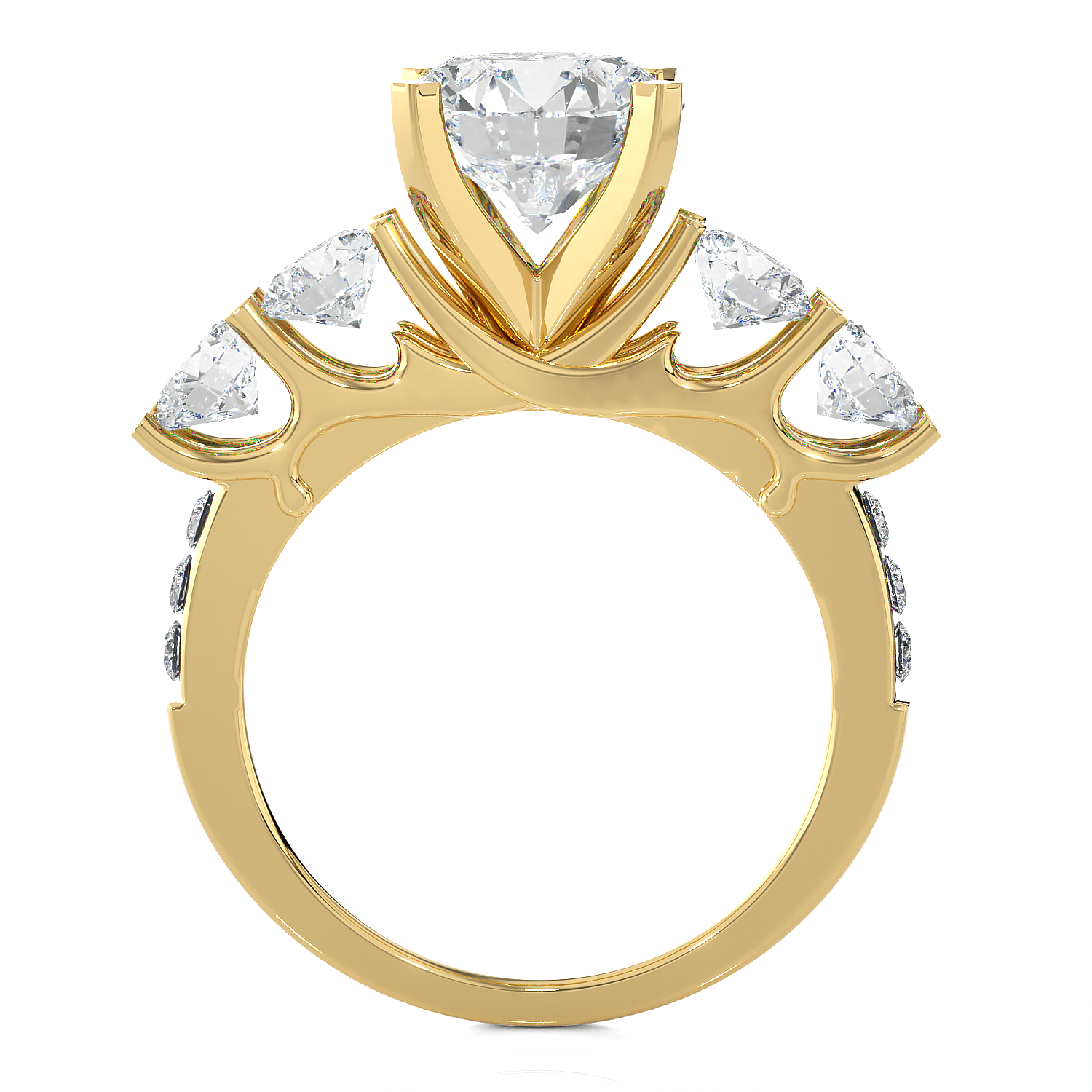 3 5/8 ctw Round Lab Grown Diamond Side Stone Engagement Ring