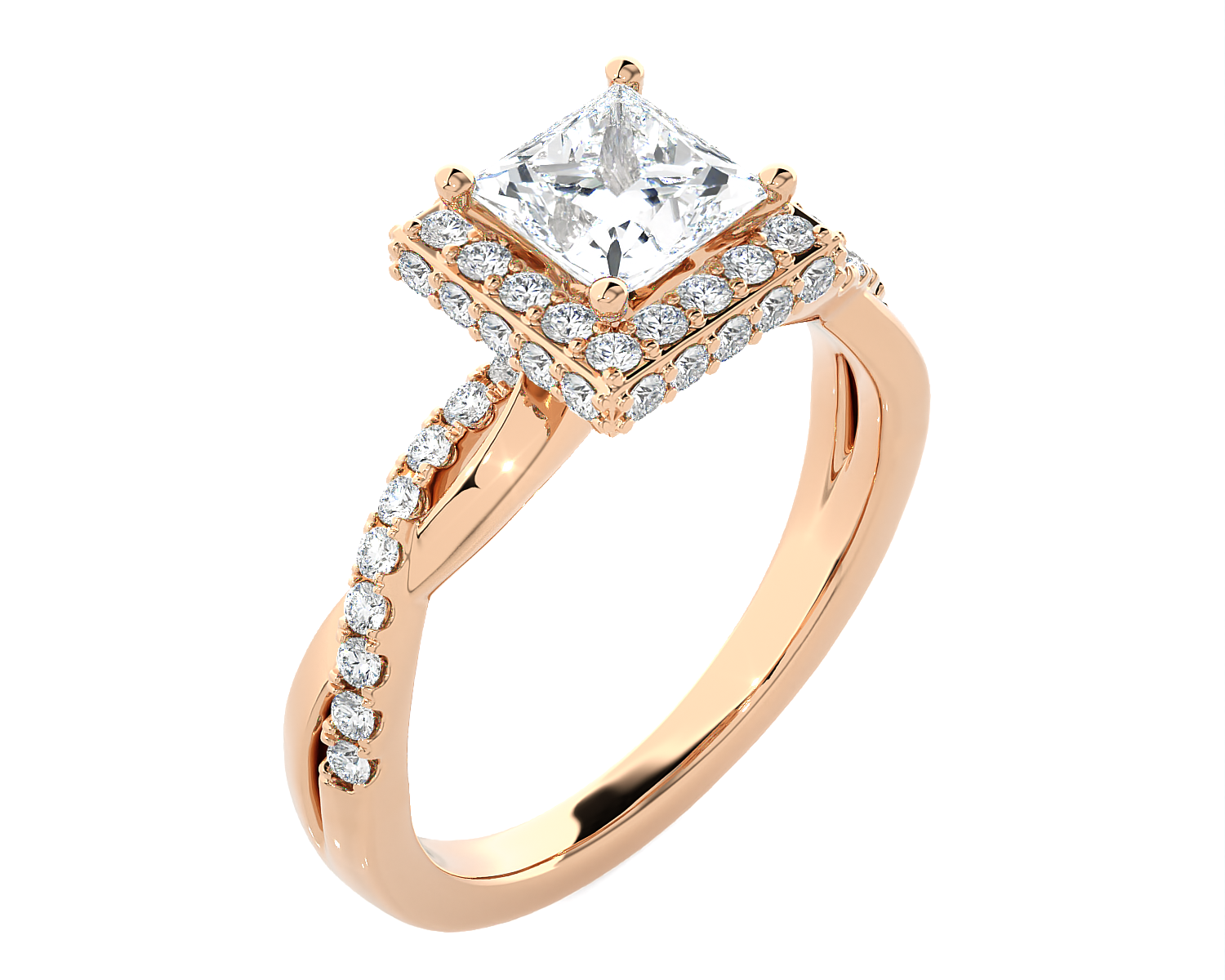 Princess-Cut Lab Grown Diamond Halo Engagement Ring