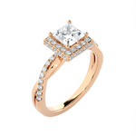 Princess-Cut Lab Grown Diamond Halo Engagement Ring
