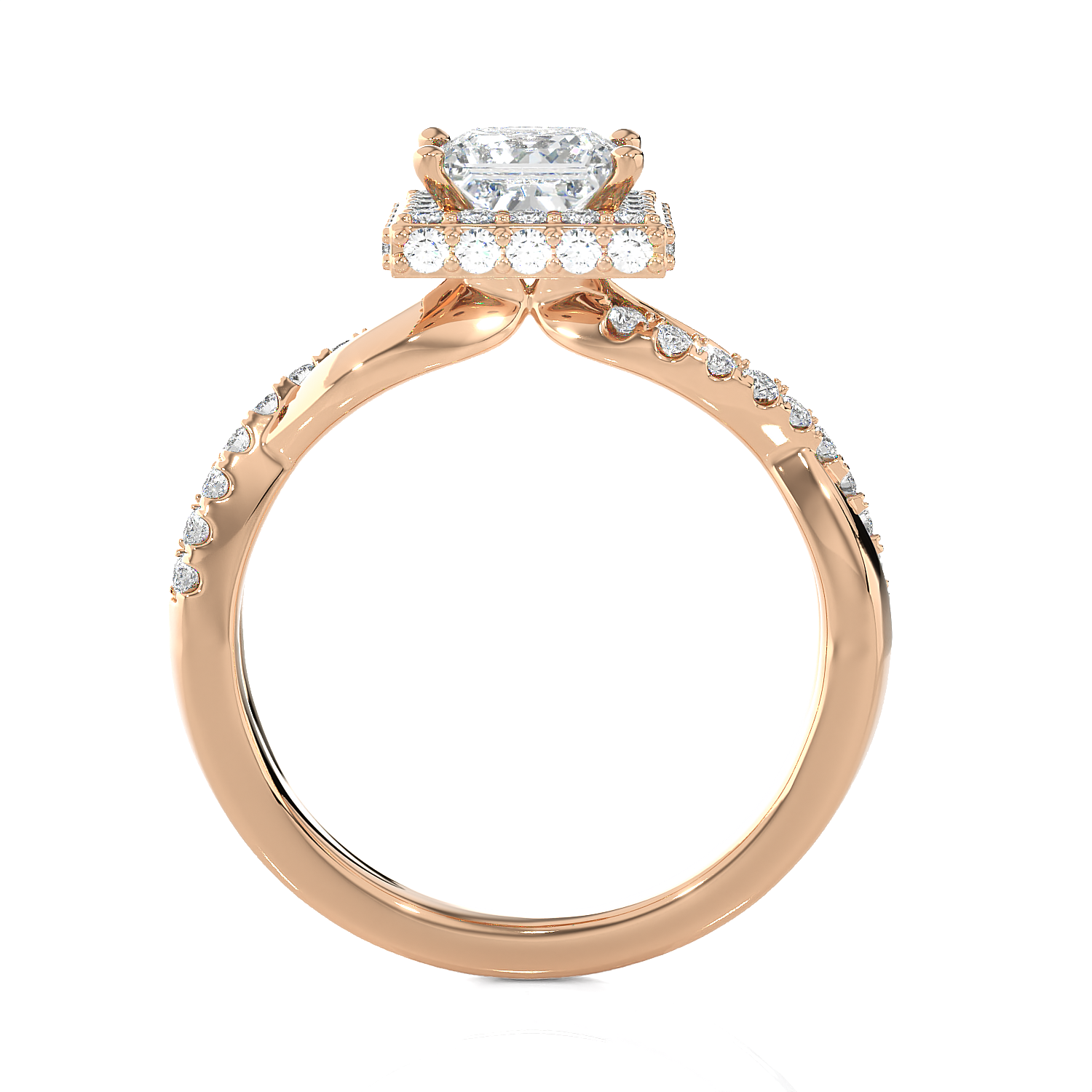 Princess-Cut Lab Grown Diamond Halo Engagement Ring
