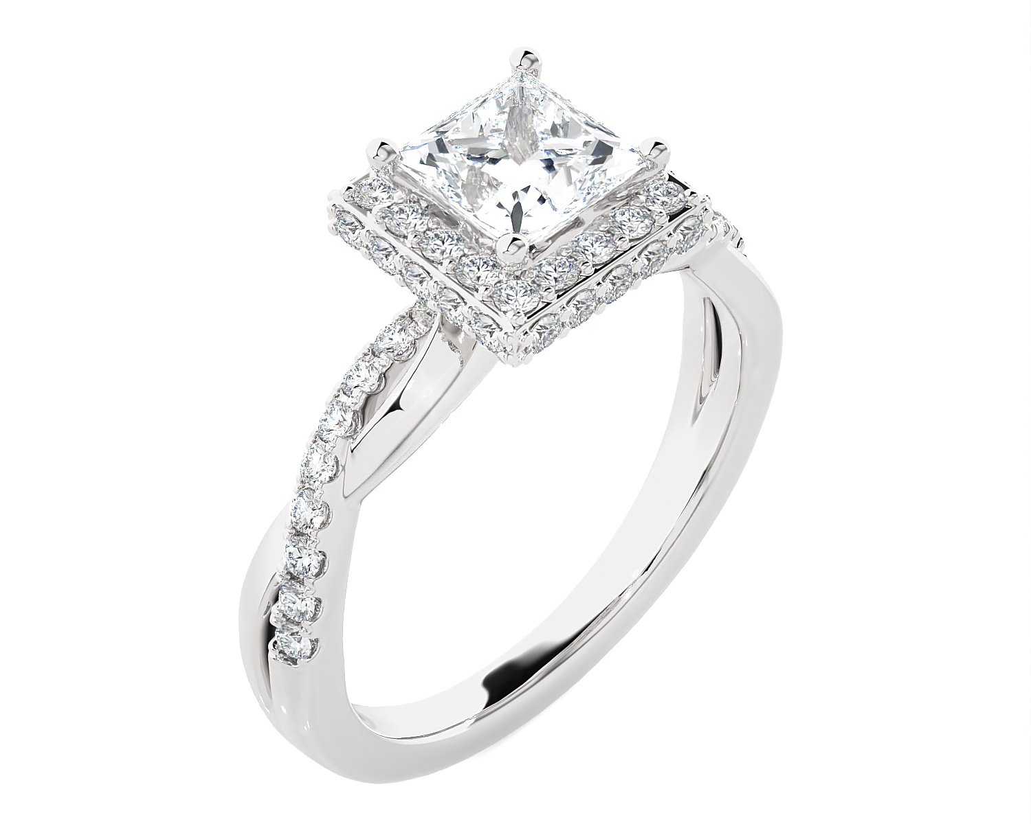 Princess-Cut Lab Grown Diamond Halo Engagement Ring