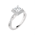 Princess-Cut Lab Grown Diamond Halo Engagement Ring