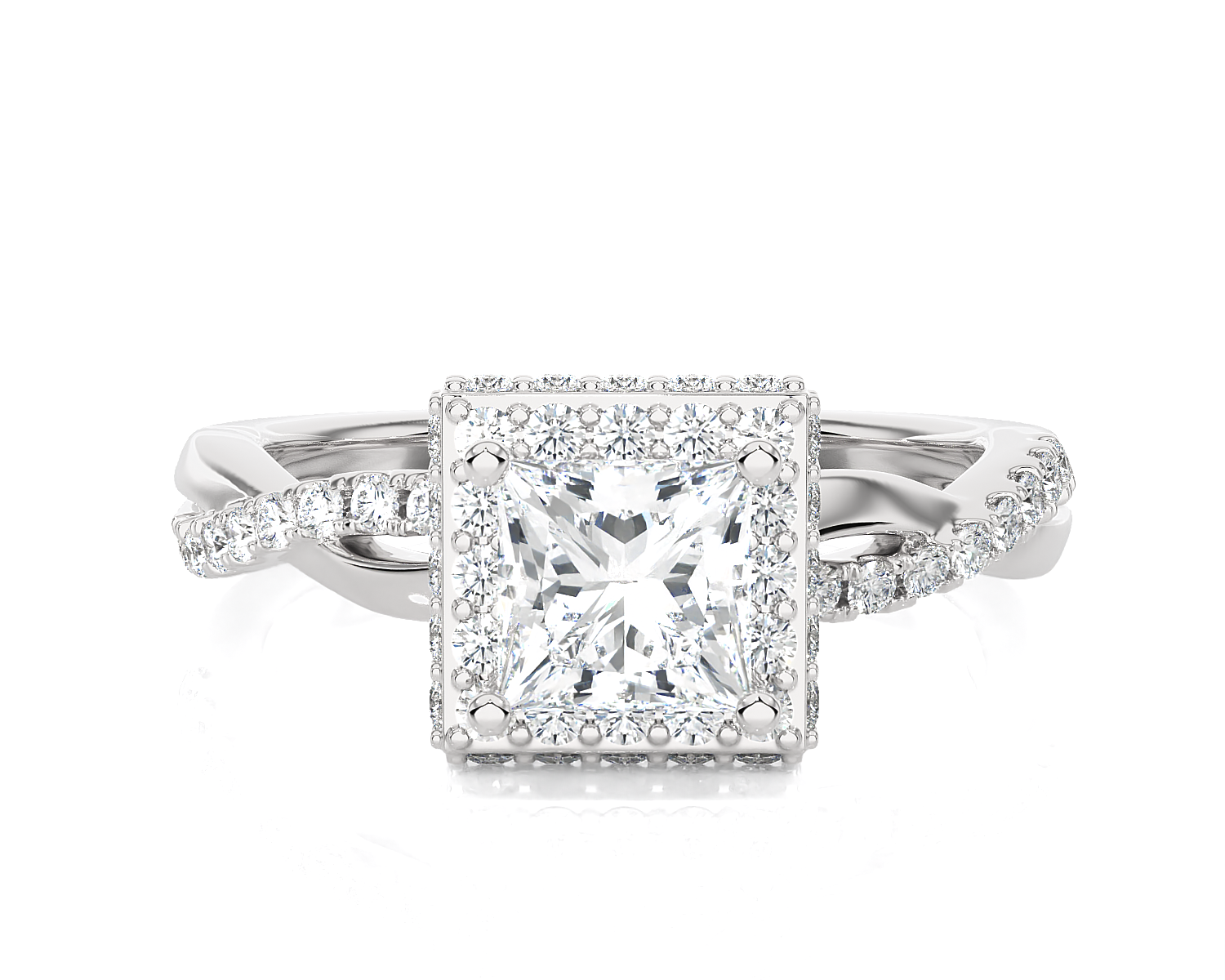Princess-Cut Lab Grown Diamond Halo Engagement Ring