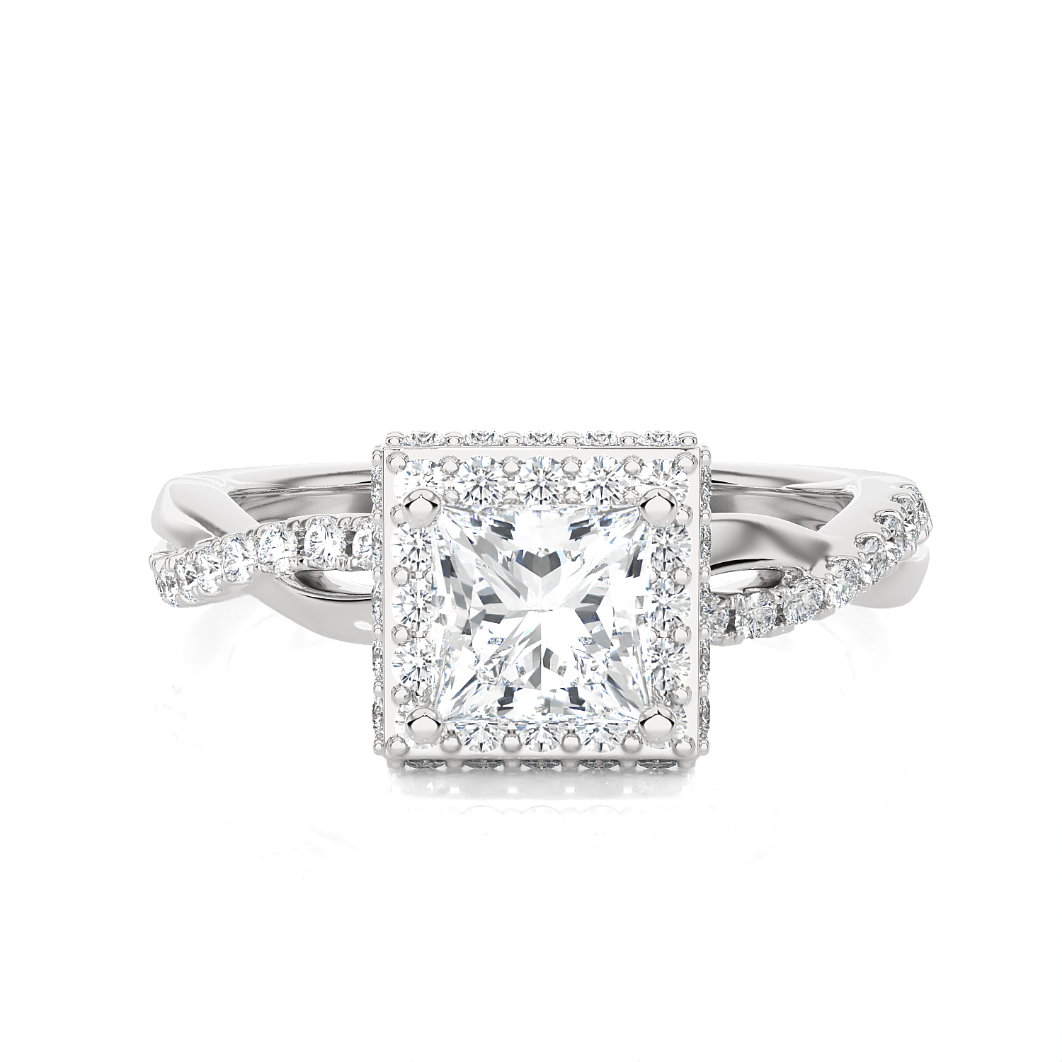 Princess-Cut Lab Grown Diamond Halo Engagement Ring