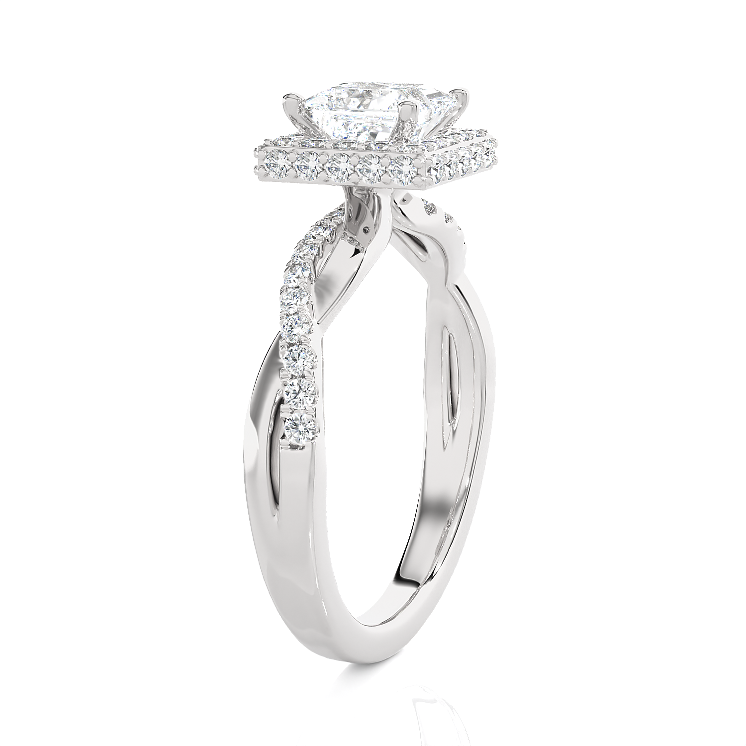 Princess-Cut Lab Grown Diamond Halo Engagement Ring