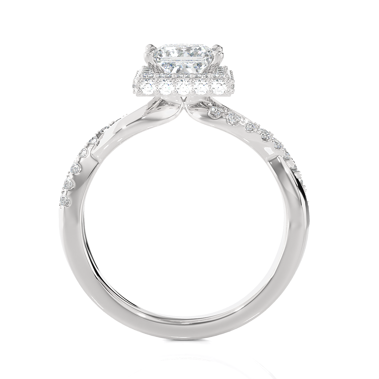 Princess-Cut Lab Grown Diamond Halo Engagement Ring