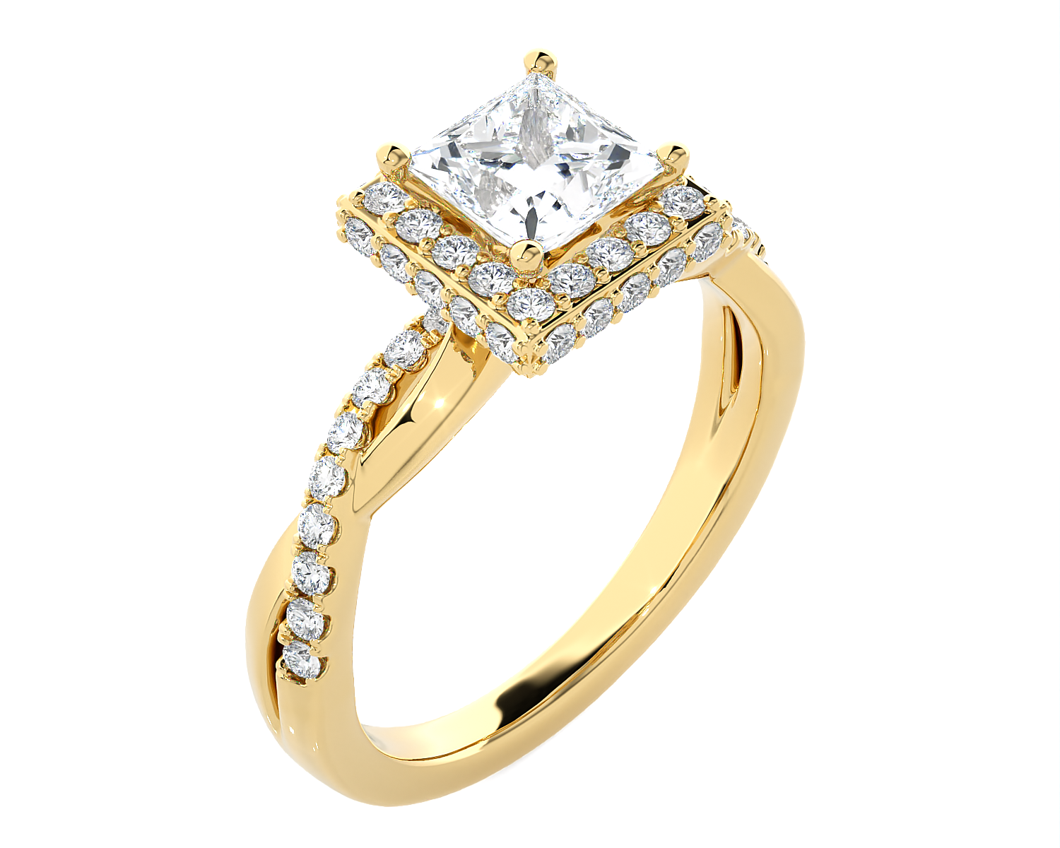 Princess-Cut Lab Grown Diamond Halo Engagement Ring