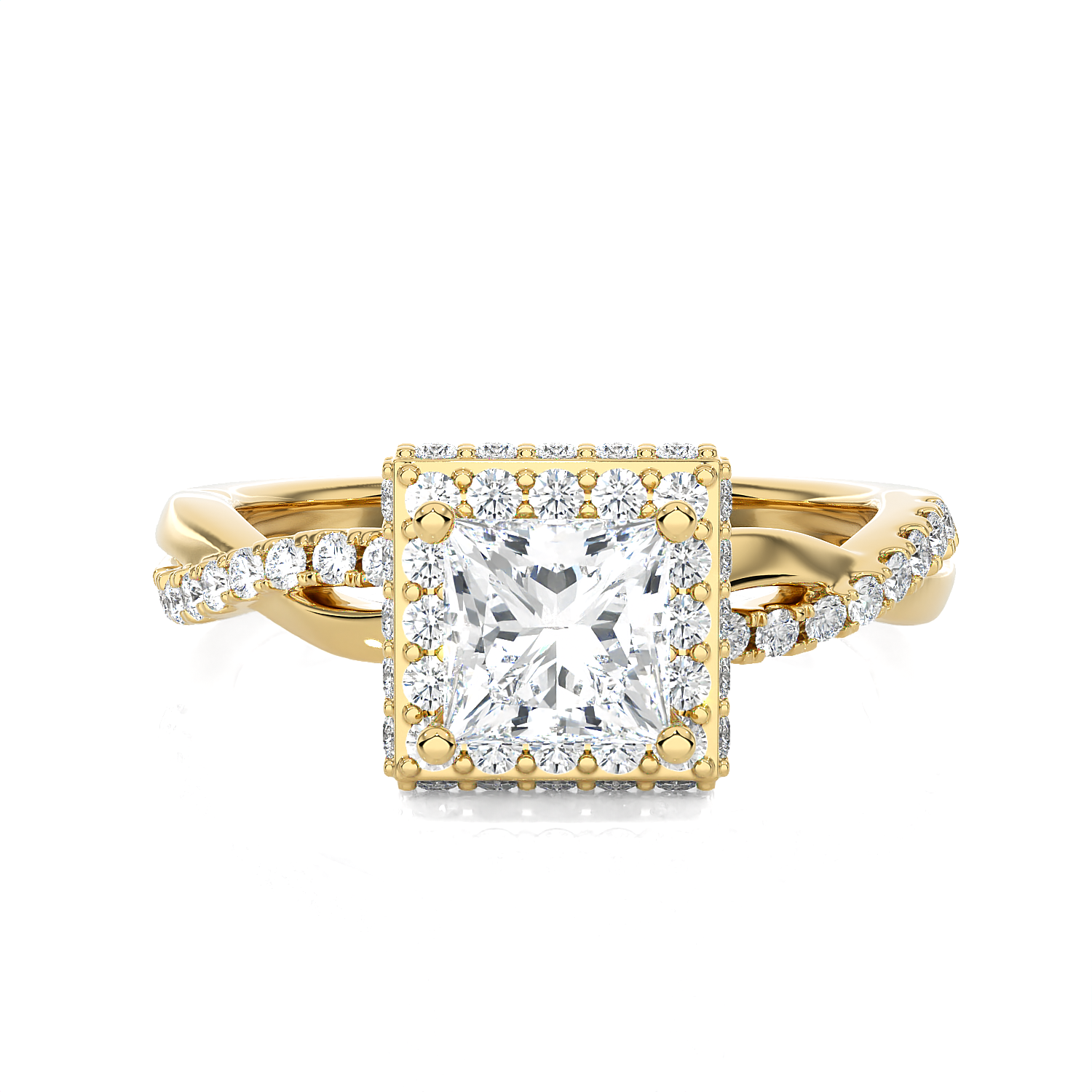 Princess-Cut Lab Grown Diamond Halo Engagement Ring