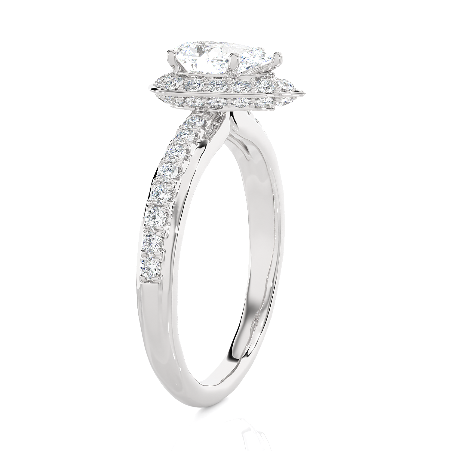 1 3/4 ctw Pear-Shaped Lab Grown Diamond Halo Engagement Ring