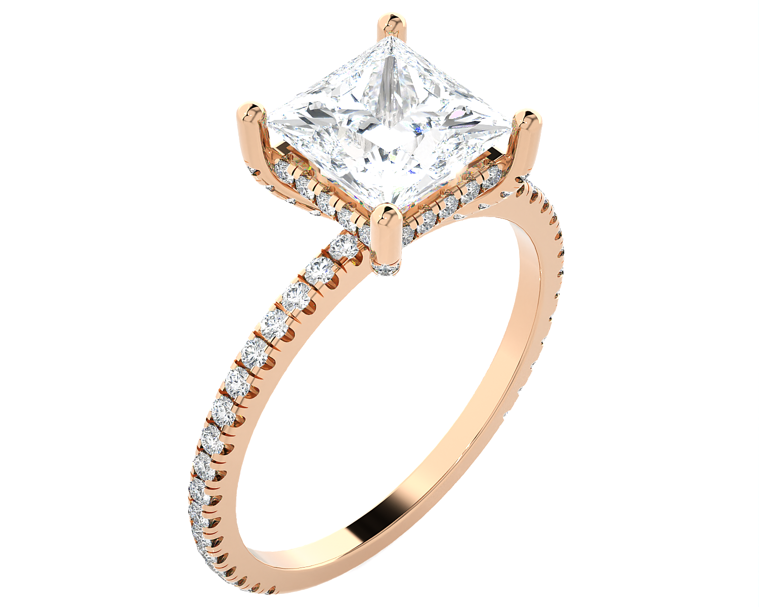 2 1/3 ctw Princess-Cut Lab Grown Diamond Side Stone Engagement Ring