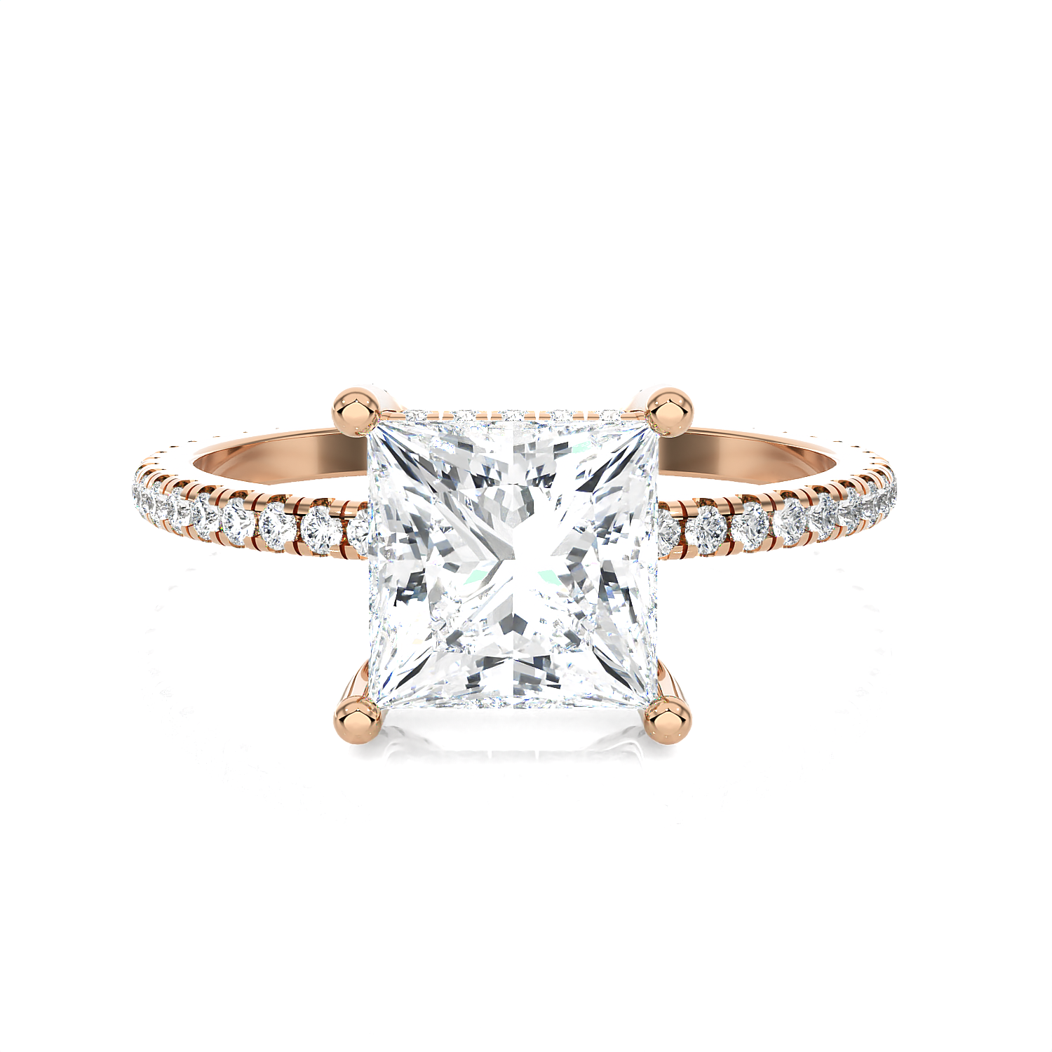 2 1/3 ctw Princess-Cut Lab Grown Diamond Side Stone Engagement Ring