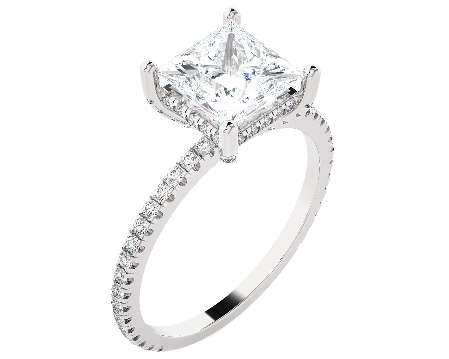 2 1/3 ctw Princess-Cut Lab Grown Diamond Side Stone Engagement Ring